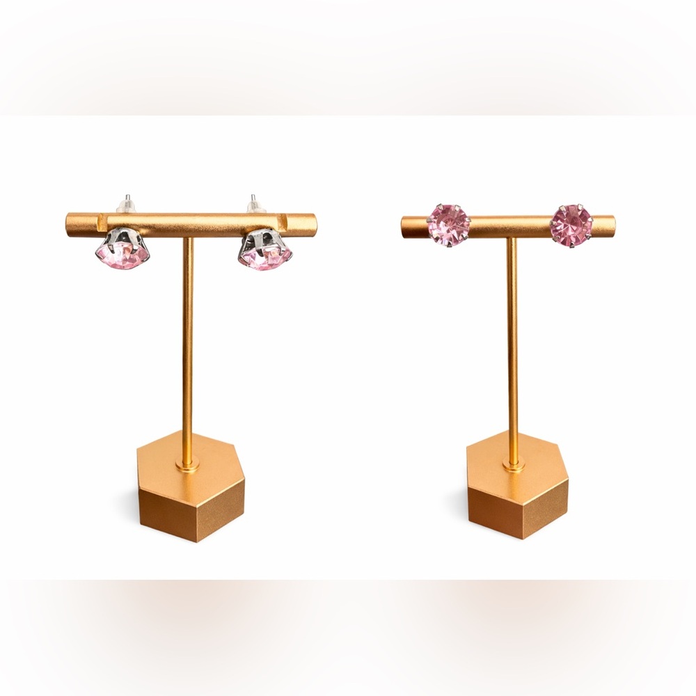 Pink Crystal Stud Earrings - Women Jewelry